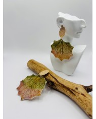 PENDIENTES ARTESANOS DE HOJA DE ÁLAMO BLANCO