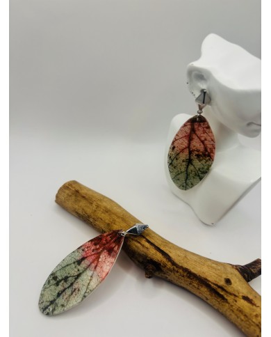 PENDIENTES ARTESANOS DE HOJA NATURAL ESQUELETIZADA