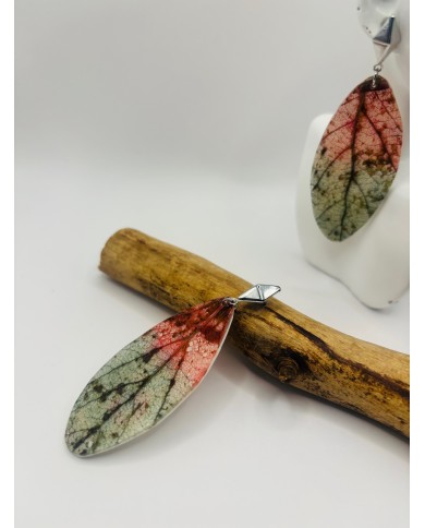 PENDIENTES ARTESANOS DE HOJA NATURAL ESQUELETIZADA
