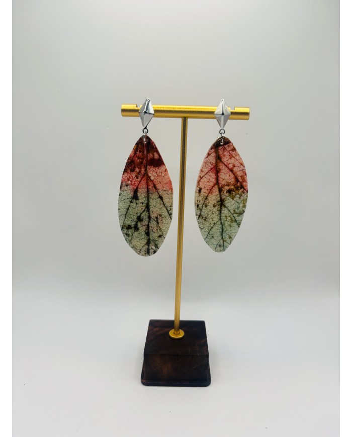 PENDIENTES ARTESANOS DE HOJA NATURAL ESQUELETIZADA