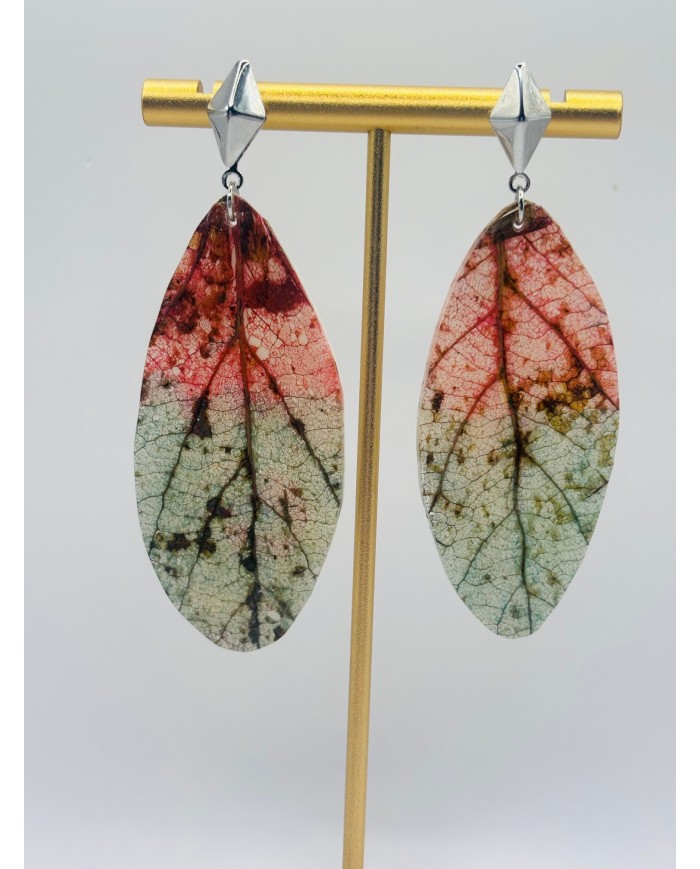 PENDIENTES ARTESANOS DE HOJA NATURAL ESQUELETIZADA