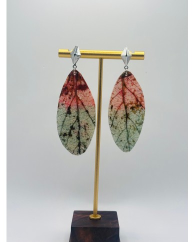 PENDIENTES ARTESANOS DE HOJA NATURAL ESQUELETIZADA