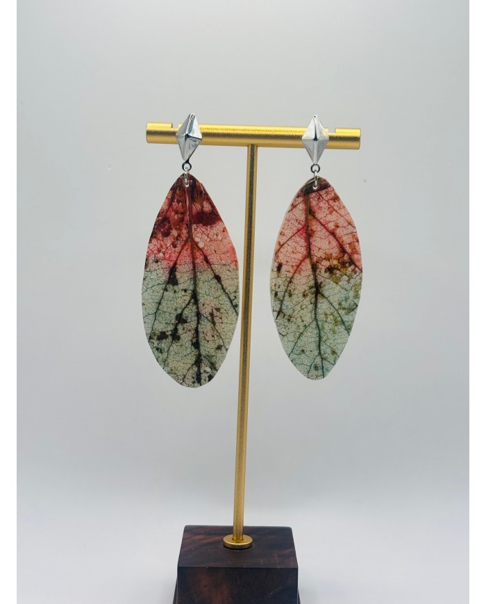 PENDIENTES ARTESANOS DE HOJA NATURAL ESQUELETIZADA