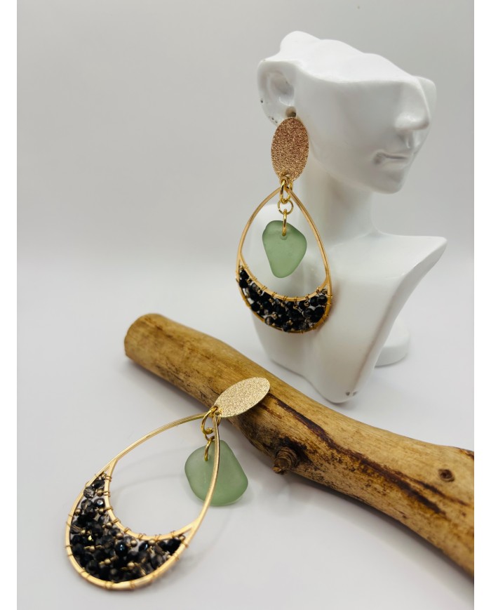 PENDIENTES ARTESANOS DE CRISTAL MARINO