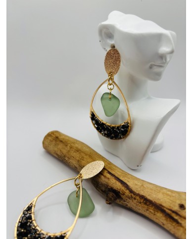 PENDIENTES ARTESANOS DE CRISTAL MARINO
