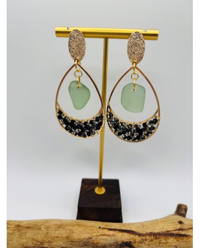 PENDIENTES ARTESANOS DE CRISTAL MARINO