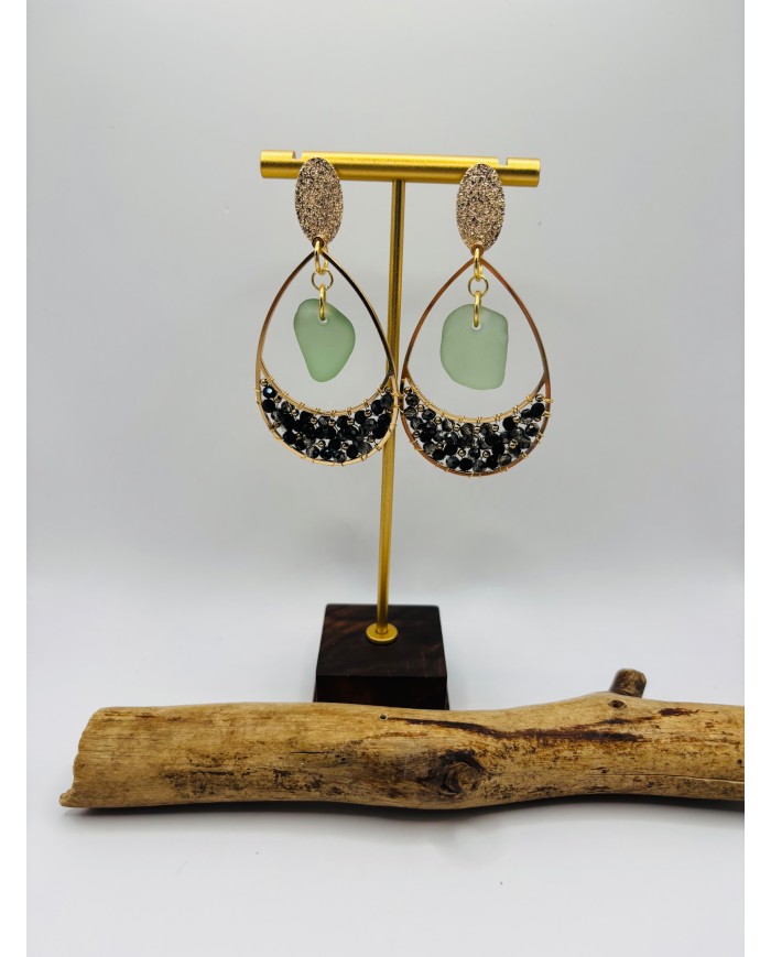 PENDIENTES ARTESANOS DE CRISTAL MARINO