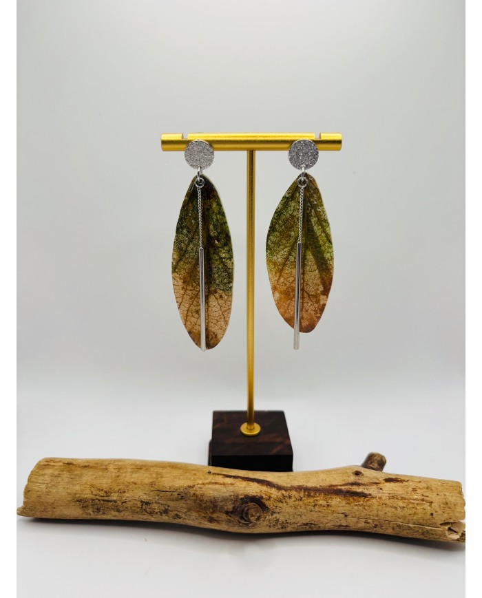 PENDIENTES ARTESANOS DE HOJA NATURAL