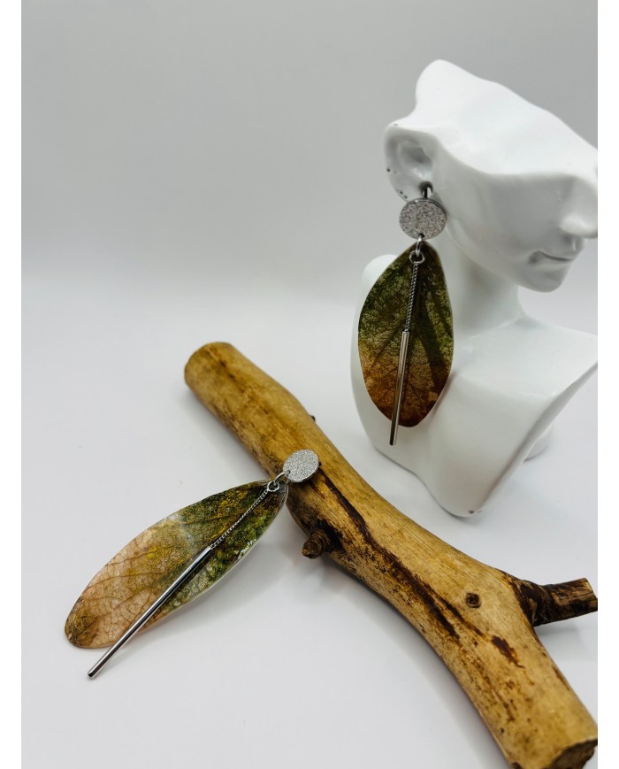 PENDIENTES ARTESANOS DE HOJA NATURAL