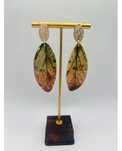 PENDIENTES ARTESANOS DE HOJA NATURAL ESQUELETIZADA
