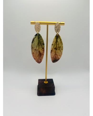 PENDIENTES ARTESANOS DE HOJA NATURAL ESQUELETIZADA