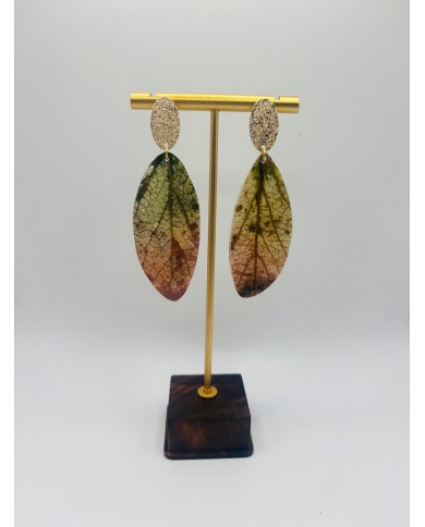 PENDIENTES ARTESANOS DE HOJA NATURAL ESQUELETIZADA