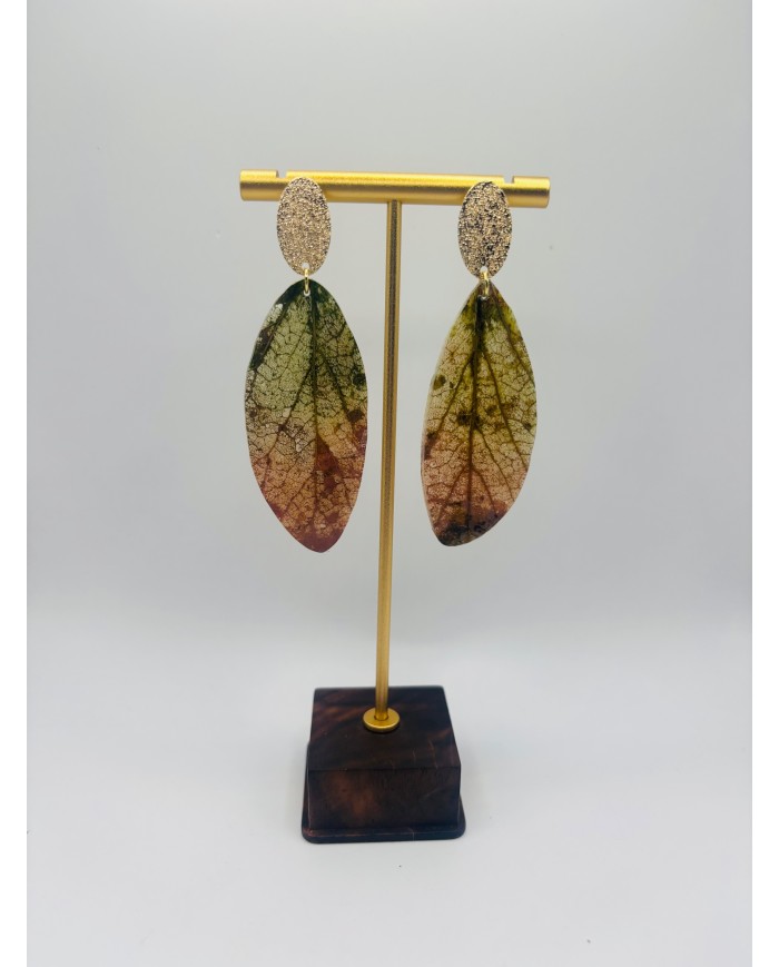 PENDIENTES ARTESANOS DE HOJA NATURAL ESQUELETIZADA