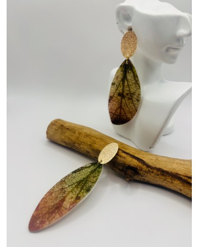 PENDIENTES ARTESANOS DE HOJA NATURAL ESQUELETIZADA