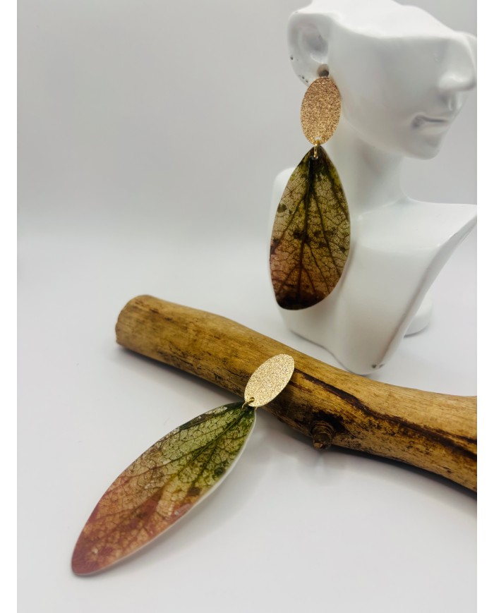 PENDIENTES ARTESANOS DE HOJA NATURAL ESQUELETIZADA