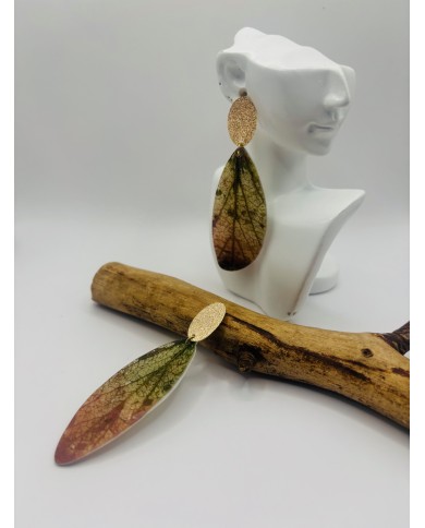 PENDIENTES ARTESANOS DE HOJA NATURAL ESQUELETIZADA
