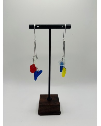 PENDIENTES ARTESANOS DE CRISTAL MARINO EDICIÓN PLATA