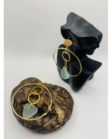 PENDIENTES ARTESANOS DE CRISTAL MARINO