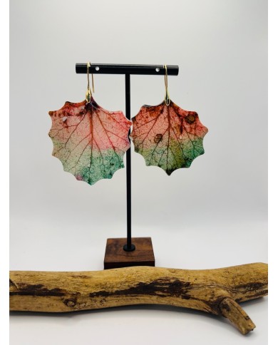 PENDIENTES ARTESANOS DE HOJA DE ÁLAMO