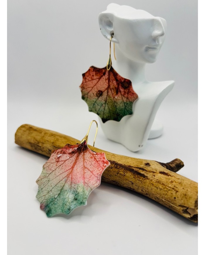 PENDIENTES ARTESANOS DE HOJA DE ÁLAMO