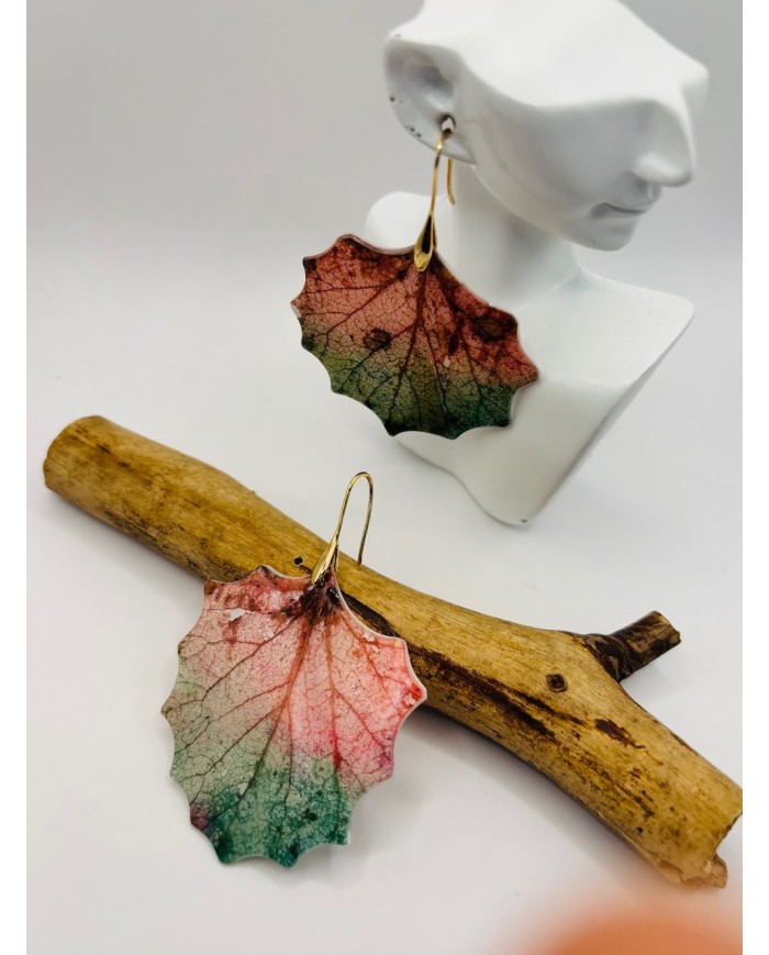 PENDIENTES ARTESANOS DE HOJA DE ÁLAMO