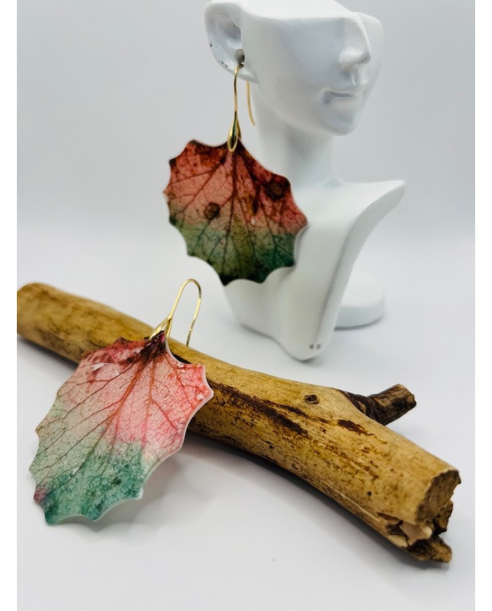 PENDIENTES ARTESANOS DE HOJA DE ÁLAMO