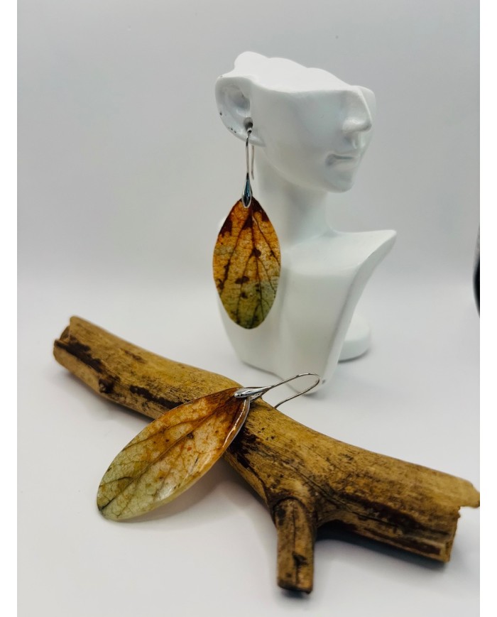 PENDIENTES ARTESANOS DE HOJA NATURAL