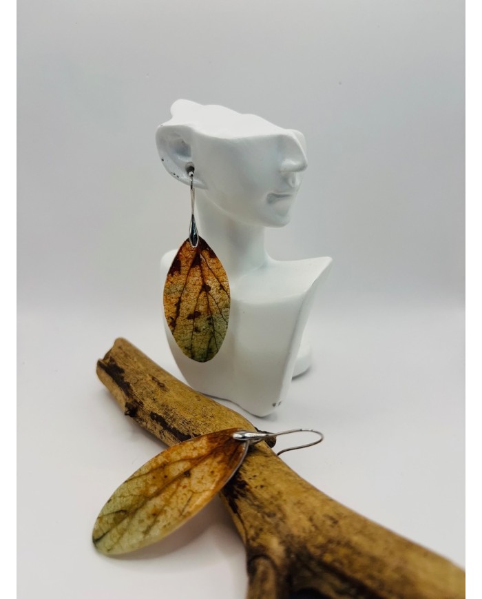 PENDIENTES ARTESANOS DE HOJA NATURAL