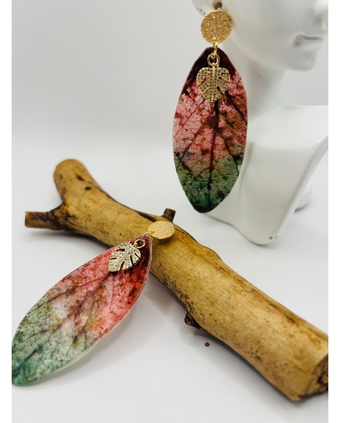 PENDIENTES ARTESANOS DE HOJA NATURAL