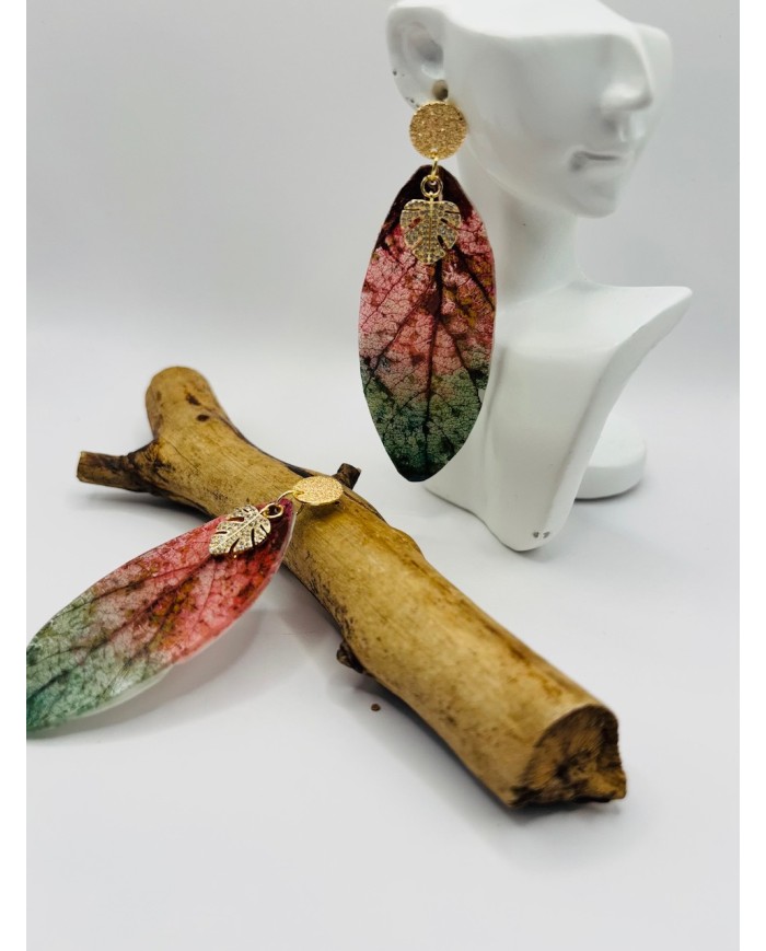 PENDIENTES ARTESANOS DE HOJA NATURAL