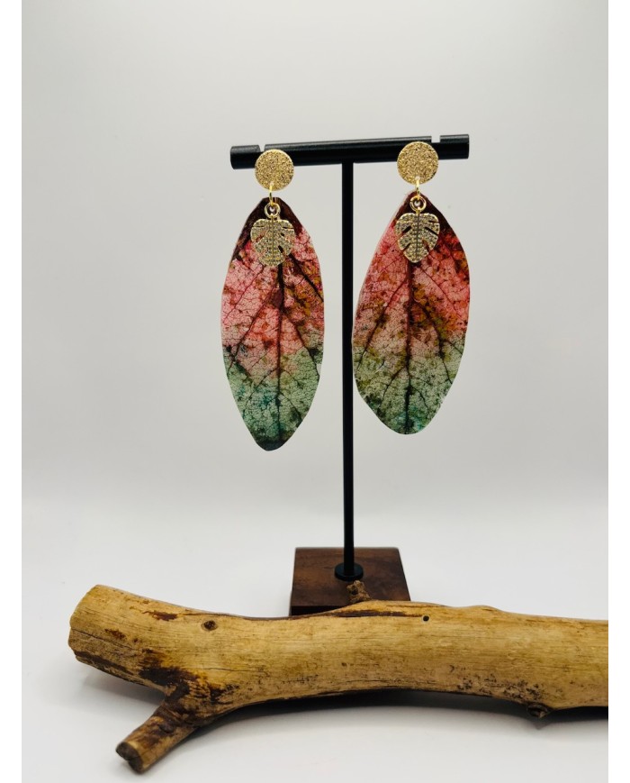 PENDIENTES ARTESANOS DE HOJA NATURAL