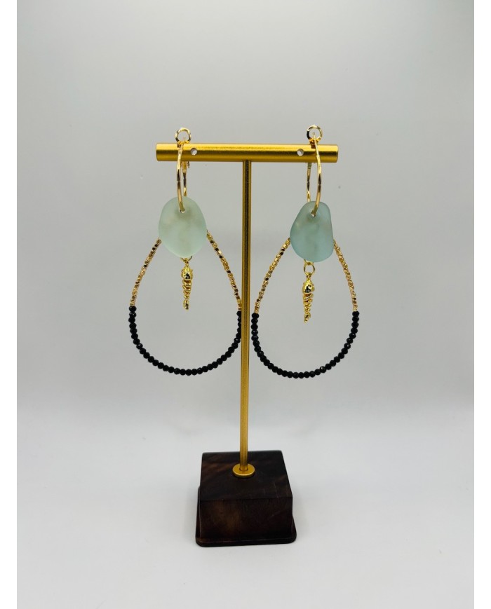 PENDIENTES ARTESANOS DE CRISTAL MARINO