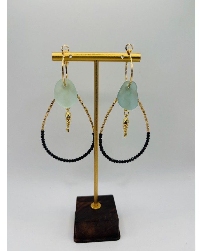 PENDIENTES ARTESANOS DE CRISTAL MARINO