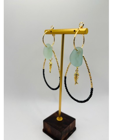 PENDIENTES ARTESANOS DE CRISTAL MARINO