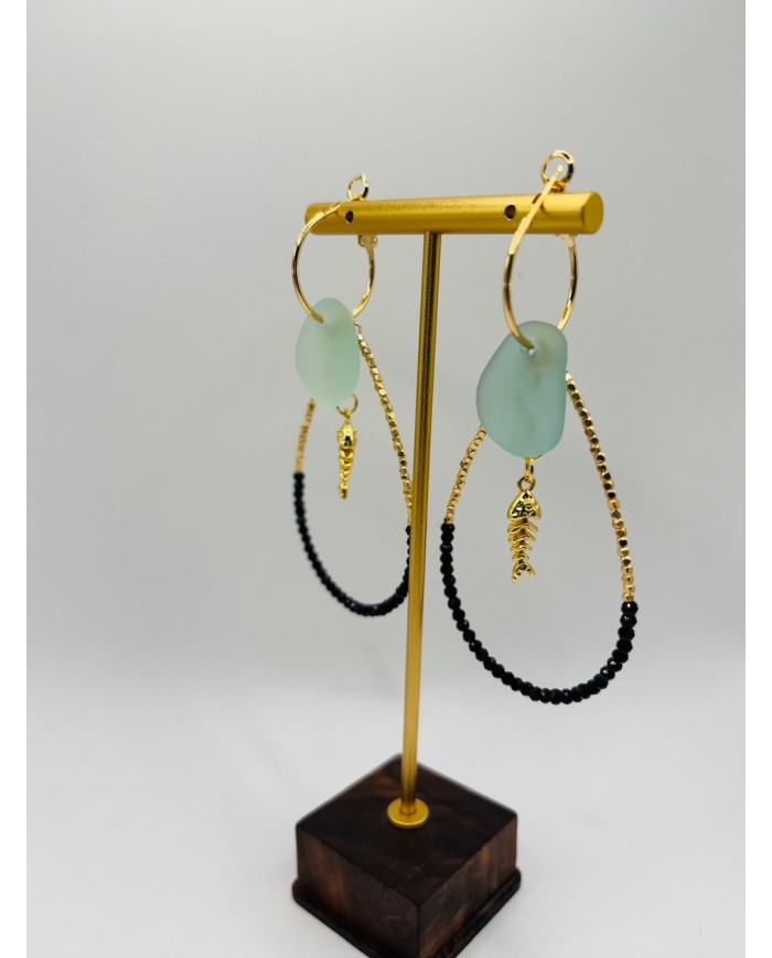 PENDIENTES ARTESANOS DE CRISTAL MARINO