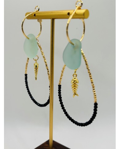 PENDIENTES ARTESANOS DE CRISTAL MARINO