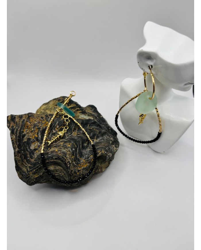 PENDIENTES ARTESANOS DE CRISTAL MARINO