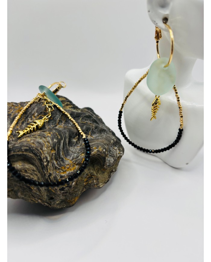 PENDIENTES ARTESANOS DE CRISTAL MARINO