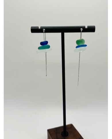 PENDIENTES ARTESANOS DE CRISTAL MARINO EDICIÓN PLATA