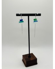 PENDIENTES ARTESANOS DE CRISTAL MARINO EDICIÓN PLATA