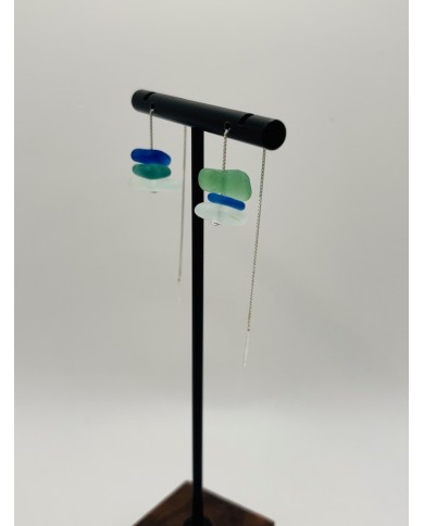 PENDIENTES ARTESANOS DE CRISTAL MARINO EDICIÓN PLATA