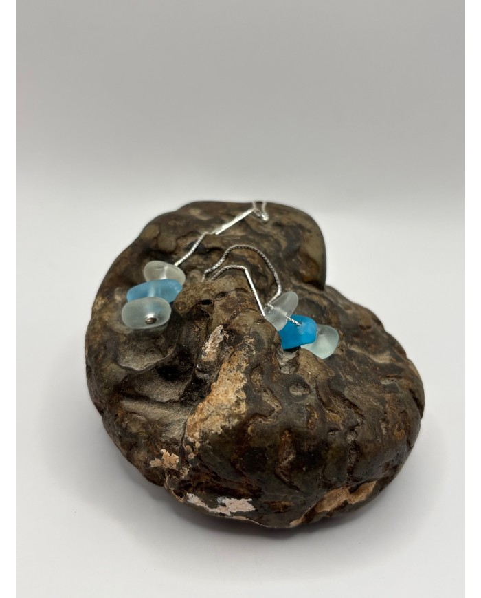 PENDIENTES ARTESANOS DE CRISTAL MARINO EDICIÓN PLATA