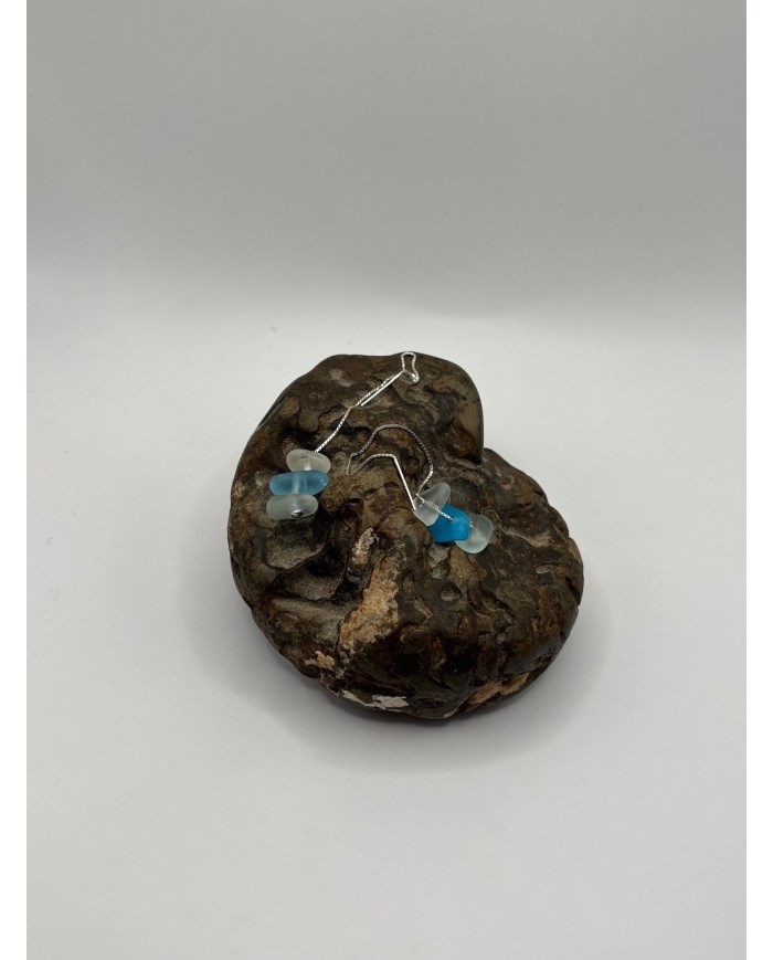 PENDIENTES ARTESANOS DE CRISTAL MARINO EDICIÓN PLATA