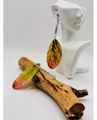 PENDIENTES ARTESANOS DE HOJA NATURAL ESQUELETIZADA