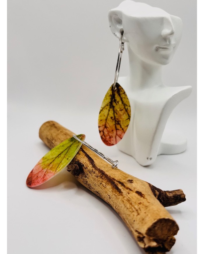 PENDIENTES ARTESANOS DE HOJA NATURAL ESQUELETIZADA