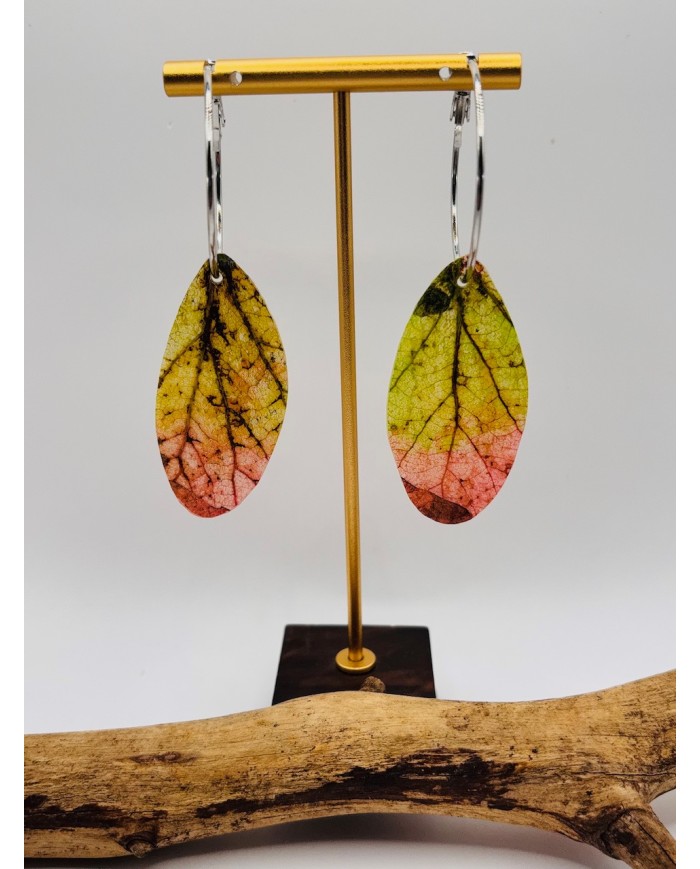 PENDIENTES ARTESANOS DE HOJA NATURAL ESQUELETIZADA