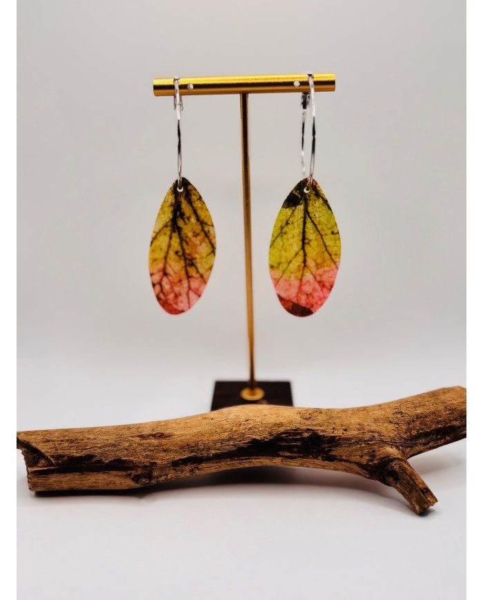 PENDIENTES ARTESANOS DE HOJA NATURAL ESQUELETIZADA
