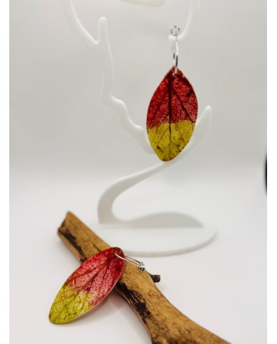 PENDIENTES ARTESANOS DE HOJA NATURAL ESQUELETIZADA