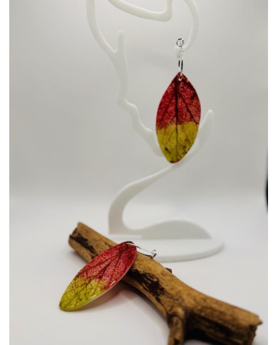 PENDIENTES ARTESANOS DE HOJA NATURAL ESQUELETIZADA