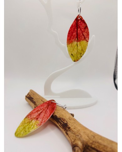 PENDIENTES ARTESANOS DE HOJA NATURAL ESQUELETIZADA